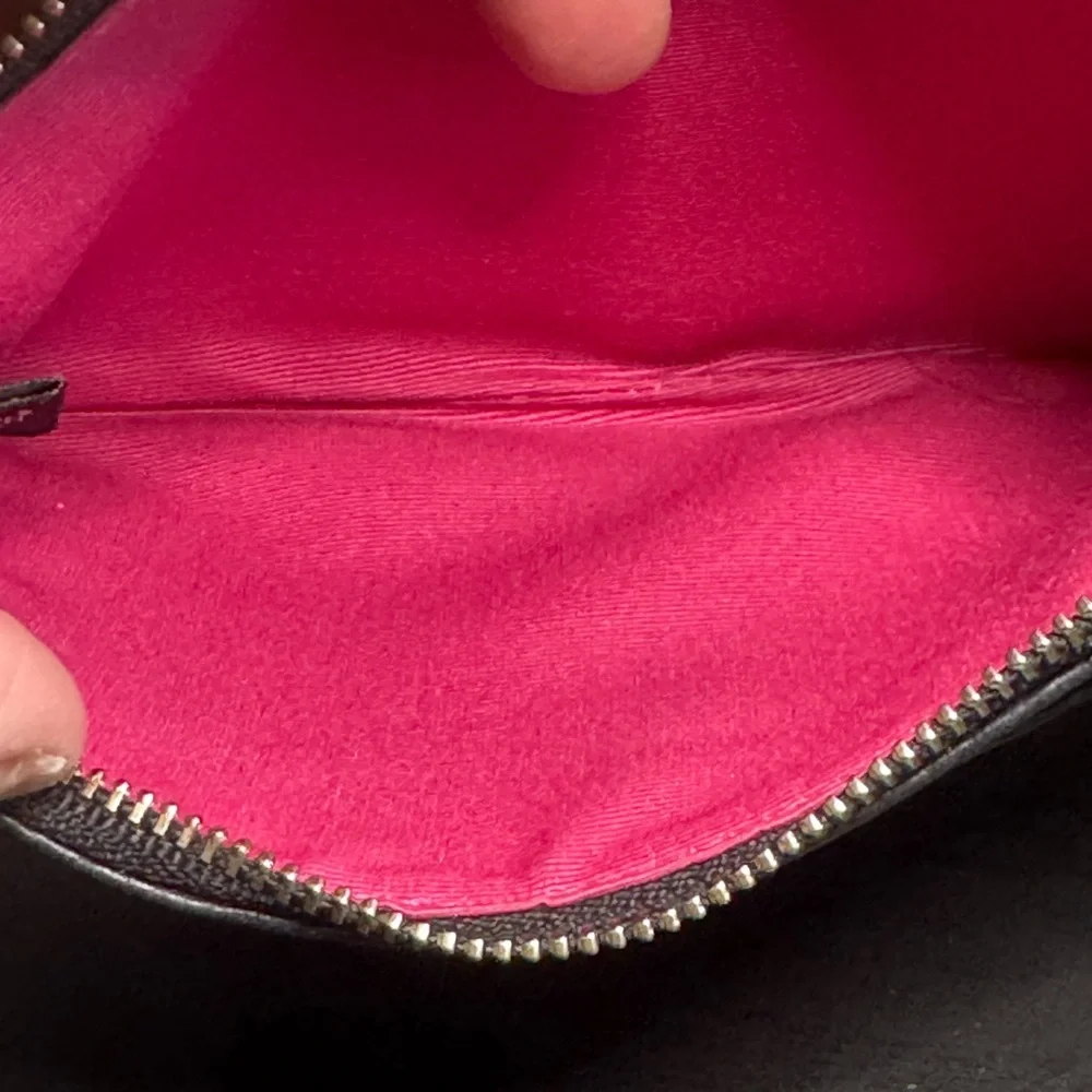 Coach Black Pebbled Leather Wristlet with Dark Brown Accent - Picture 11 of 11